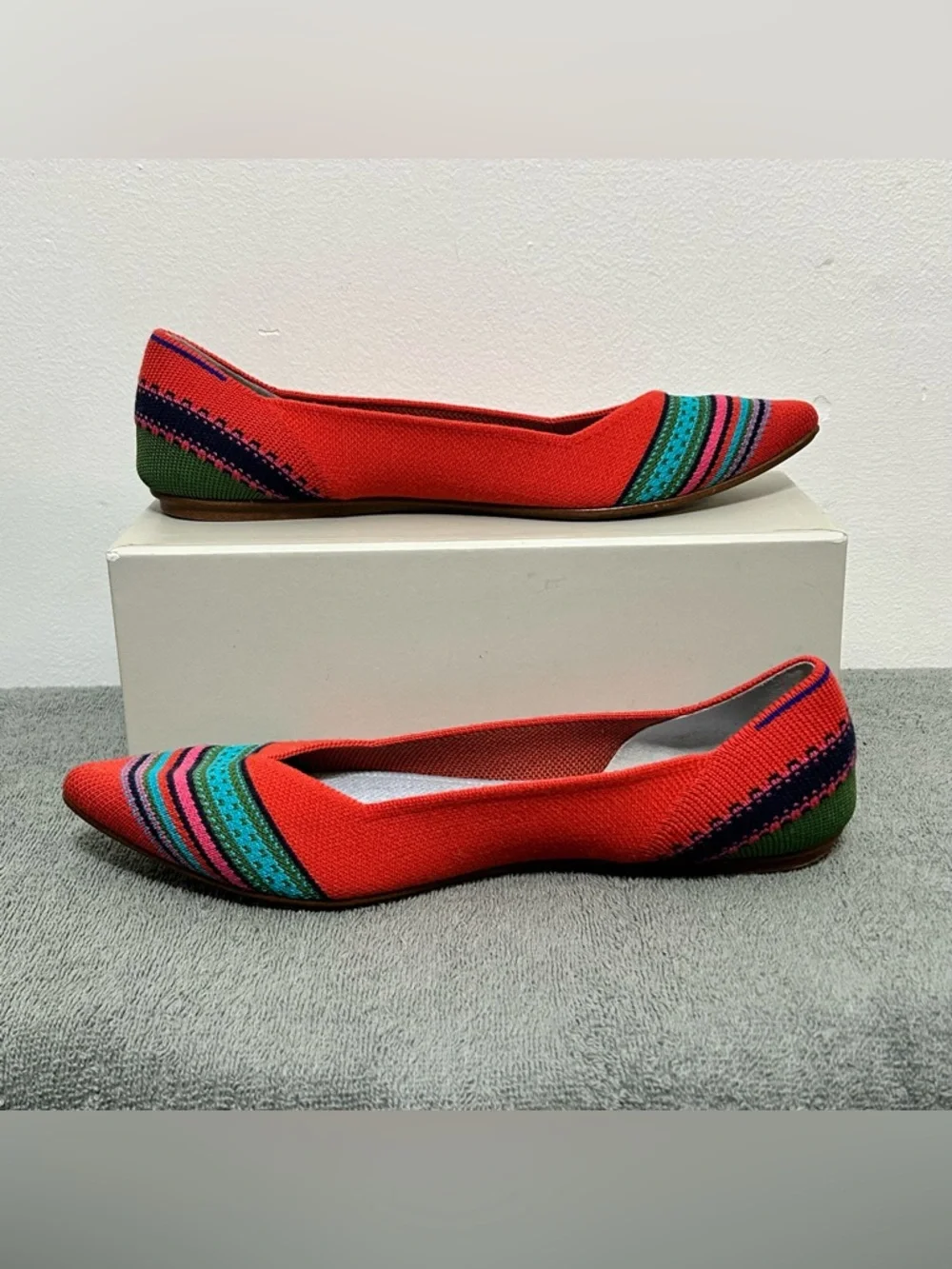 Rothy’s Merino Wool Collection Point Toe Blaze Ribbon Stripe Flats Womens Size 9